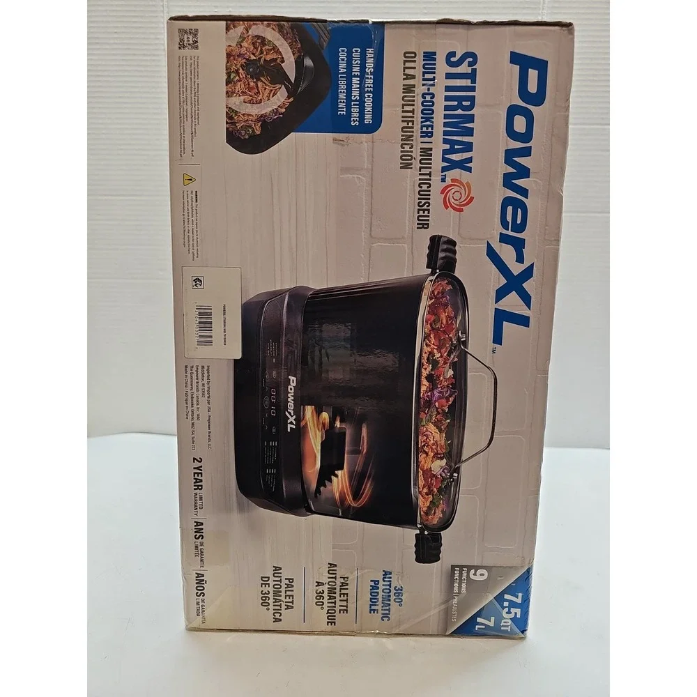 Power XL StirMax 7.5 Qt Multi-Cooker with Auto Stir/Shred Paddle w/ 9 PresetsNew